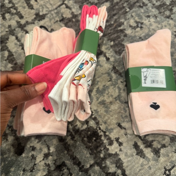 3 pairs Kate Spade Pink and White Crew Socks - Picture 9 of 11